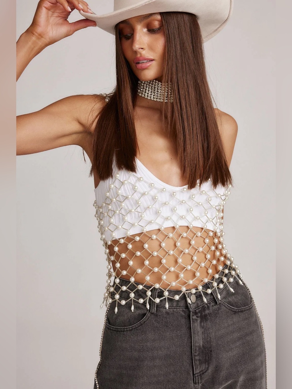 12th Tribe Aisha Pearl Overlay Top - Size M/L